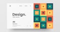 Horizontal responsive web design project layout. Abstract geometric pattern banner mock up. Landing page block vector template.