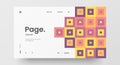 Horizontal responsive web design project layout. Abstract geometric pattern banner mock up. Landing page block vector template.