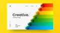 Creative horizontal website screen part for web design. 3D colorful balls geometric banner layout mock up.