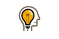 Creative Human Head Lamp Idea logo Symbol