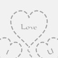 A creative I love you design in grey colors with dash pattern. Royalty Free Stock Photo
