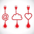 Creative icon design of heart and cloud with plug Royalty Free Stock Photo