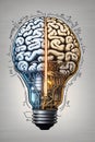 Creative icon of a half brain half lightbulb