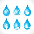 Creative icon in water drop like save water, natural, healthy, fuel concept