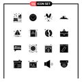 16 Thematic Vector Solid Glyphs and Editable Symbols of alert, nature, cack, hill, mountain Royalty Free Stock Photo