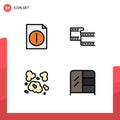 4 Creative Icons Modern Signs and Symbols of alert, pollution, filam, air, interior