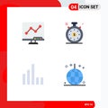 4 Creative Icons Modern Signs and Symbols of analytic, signal, screen, speedometer, event