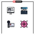 4 Creative Icons Modern Signs and Symbols of app, sound, development, connection, digital camera Royalty Free Stock Photo