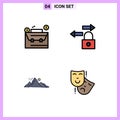 4 Creative Icons Modern Signs and Symbols of bag, hill, dollar, traffic, sun Royalty Free Stock Photo