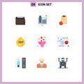 9 Creative Icons Modern Signs and Symbols of bouquet, droop, telephone, fat, planning
