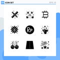 9 Creative Icons Modern Signs and Symbols of bouquet, indonesian, money, idr, plant