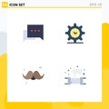 4 Creative Icons Modern Signs and Symbols of bubble, father, gear, watch, gentleman