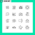 16 Creative Icons Modern Signs and Symbols of bubble, outline, waste, lifeguard, essentials
