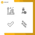 4 Creative Icons Modern Signs and Symbols of building, check, famous city, business, tick