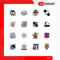 16 Creative Icons Modern Signs and Symbols of business, maps, nacklace, location, change Royalty Free Stock Photo