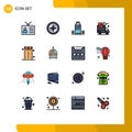 16 Creative Icons Modern Signs and Symbols of business, security, bottle, protection, sport