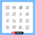 16 Creative Icons Modern Signs and Symbols of button, park, time, cityscape, plant