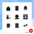 9 Creative Icons Modern Signs and Symbols of cafe, money, error, finance, repair