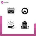 4 Creative Icons Modern Signs and Symbols of cash, hand, payment, greece, buildings