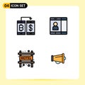 4 Creative Icons Modern Signs and Symbols of cashless, motel, transection, cell, megaphone Royalty Free Stock Photo