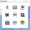9 Creative Icons Modern Signs and Symbols of chair, instrument, autumn, baraban, winter