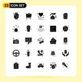 25 Creative Icons Modern Signs and Symbols of cinema, cyber, disease, alarm, medicine