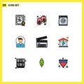 9 Creative Icons Modern Signs and Symbols of clapperboard, clapboard, laundry, services, male