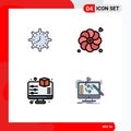 4 Creative Icons Modern Signs and Symbols of clock, summer, timepiece, work, monitor