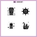 4 Creative Icons Modern Signs and Symbols of coffin, battery, halloween, media, power Royalty Free Stock Photo