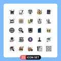 Universal Icon Symbols Group of 25 Modern Filled line Flat Colors of communication, address, gemstone, love, delivery