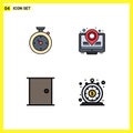 4 Creative Icons Modern Signs and Symbols of compass, gate, hotel, place holder, home door