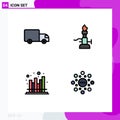 4 Creative Icons Modern Signs and Symbols of delivery, business, truck, light, forecast