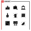 9 Creative Icons Modern Signs and Symbols of drink, business, wallet, banking, analysis