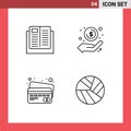 4 Creative Icons Modern Signs and Symbols of e, profit, learning, hand, credit card