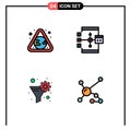 4 Creative Icons Modern Signs and Symbols of earth, data filter, waste, develop, funnel