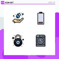 4 Creative Icons Modern Signs and Symbols of earth day, alarm, hand, electricity, lock