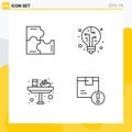 4 Creative Icons Modern Signs and Symbols of education, food, puzzle pieces, bulb, lunch