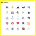 25 Creative Icons Modern Signs and Symbols of education, music, circular, protein, diet