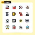 16 Creative Icons Modern Signs and Symbols of energy, e, meal, commerce, power Royalty Free Stock Photo