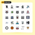 25 Creative Icons Modern Signs and Symbols of entertaiment, tool, banking, graphic, saving