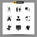 9 Creative Icons Modern Signs and Symbols of face, avatar, edit, connect, text