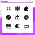 9 Creative Icons Modern Signs and Symbols of fast food, business, apple, bank, fire Royalty Free Stock Photo