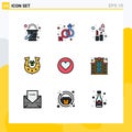 9 Creative Icons Modern Signs and Symbols of favorite, love, cosmetic, luck, golden