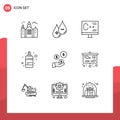 9 Creative Icons Modern Signs and Symbols of fintech industry, ink, coding, color, programming