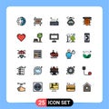 25 Creative Icons Modern Signs and Symbols of flag, gondola, computer, canada, alpine Royalty Free Stock Photo