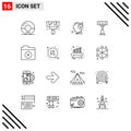 16 Creative Icons Modern Signs and Symbols of folder, delete, human, stadium, construction