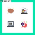 4 Creative Icons Modern Signs and Symbols of food, laptop, asset, care, cancer