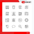 16 Creative Icons Modern Signs and Symbols of furniture, time, art, vegetable, diet