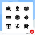 9 Creative Icons Modern Signs and Symbols of gear, percentage, education, percent, security