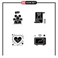4 Creative Icons Modern Signs and Symbols of group, fort, people, castle, heart
